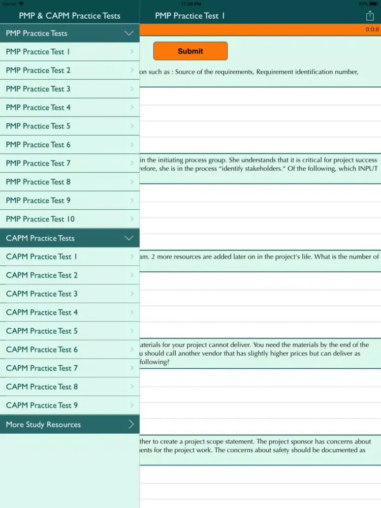 PMP & CAPM Practice Tests iPad  Screenshots