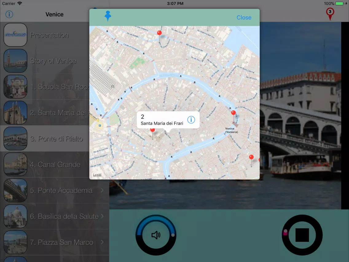 Tangkapan skrin Venice Giracittà - Audioguide iPad 