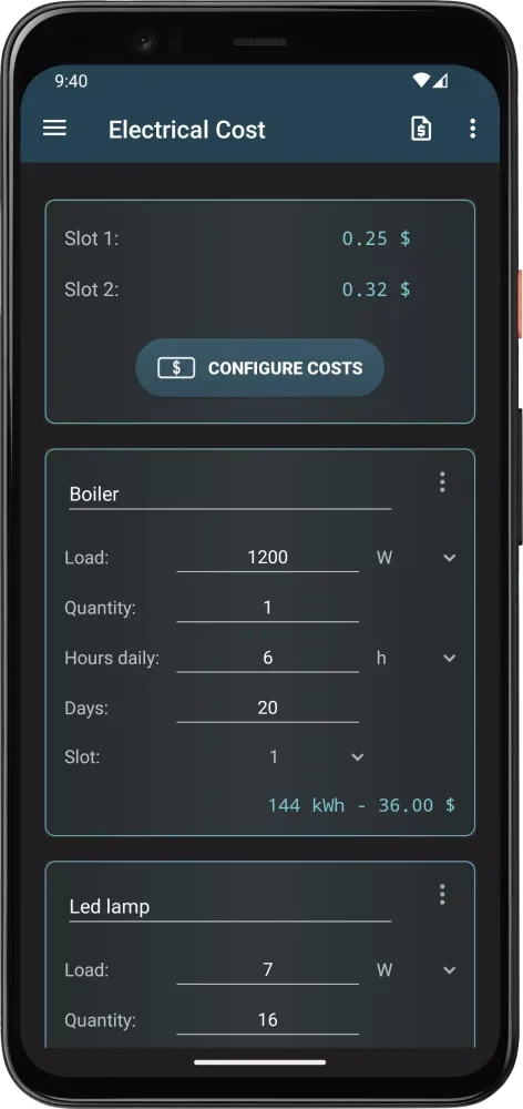 Electrical Cost 스크린샷