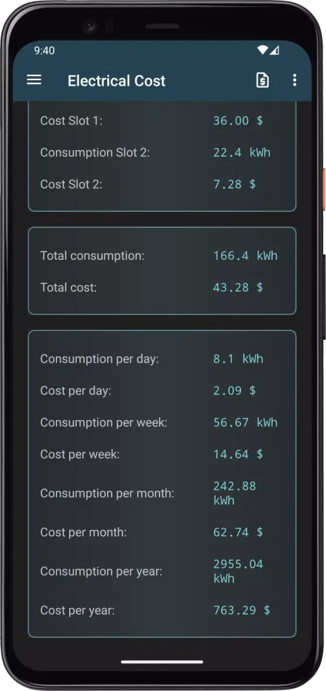 Electrical Cost 스크린샷