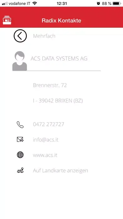 Capturas de tela do RadixContact