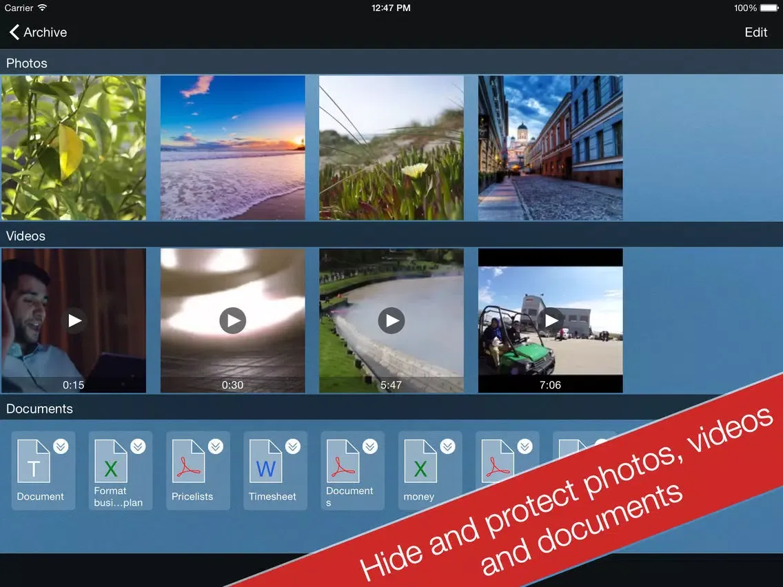 iSecrets: Media Vault and private browser iPad  Screenshots