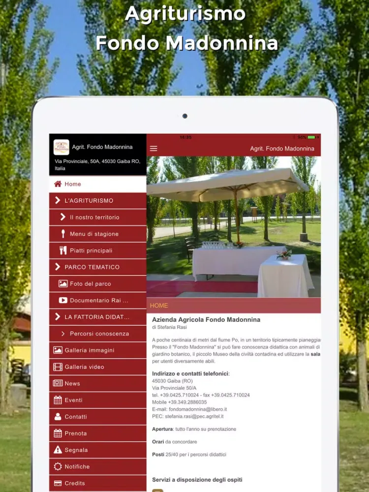 Zrzuty ekranu Agriturismo Fondo Madonnina iPad 