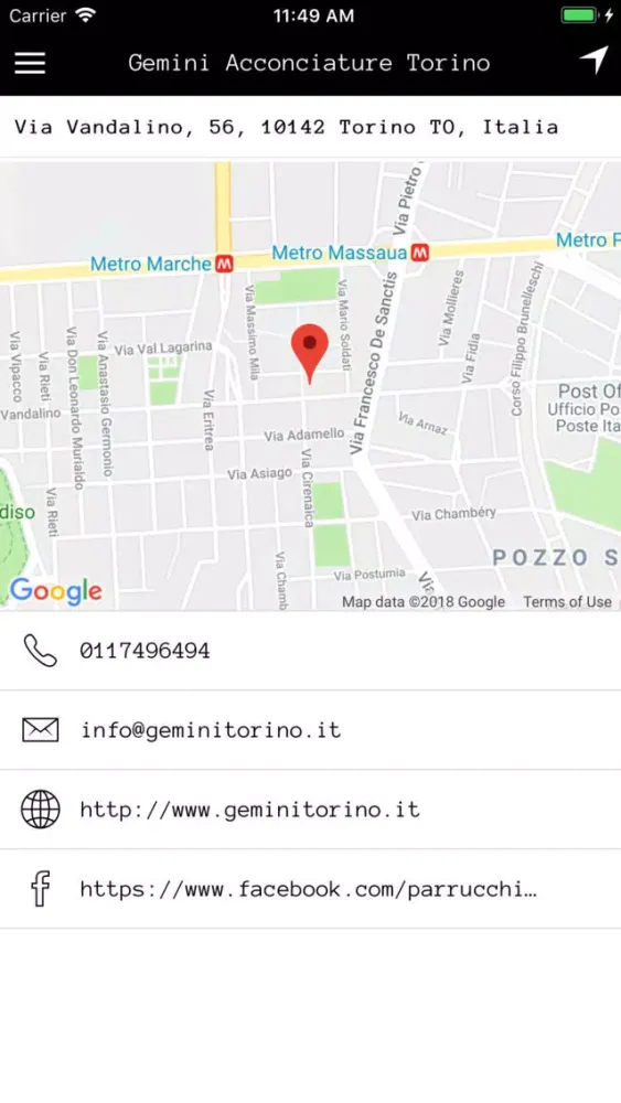 Tangkapan layar Gemini Acconciature Torino