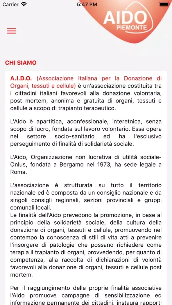 Zrzuty ekranu A.I.D.O. Piemonte Onlus