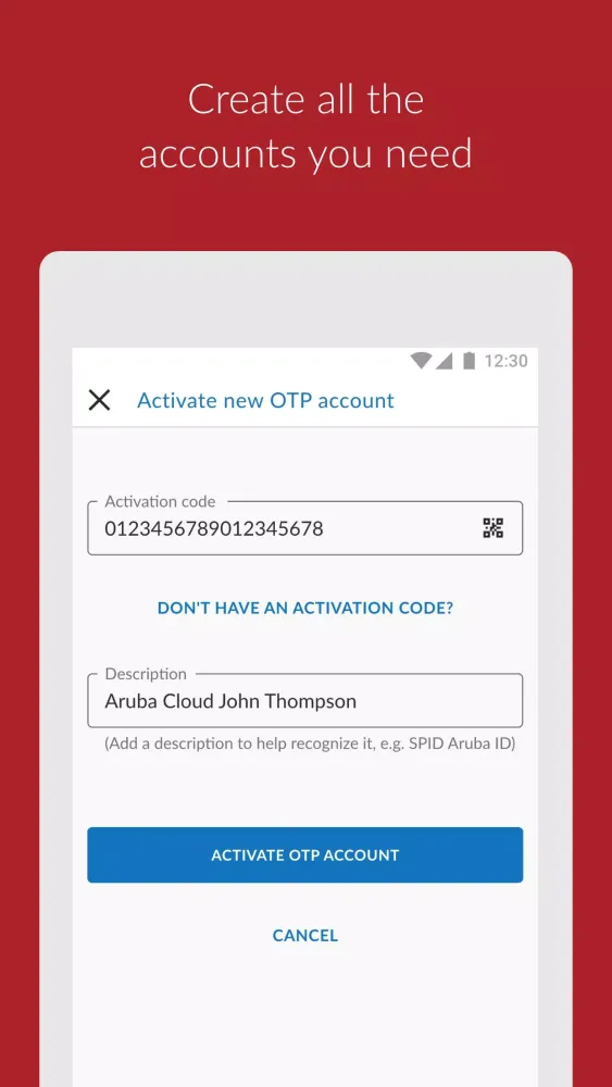 Aruba OTP应用截图