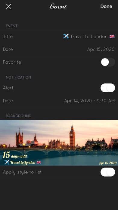Ảnh chụp màn hình của Big Days - Events Countdown