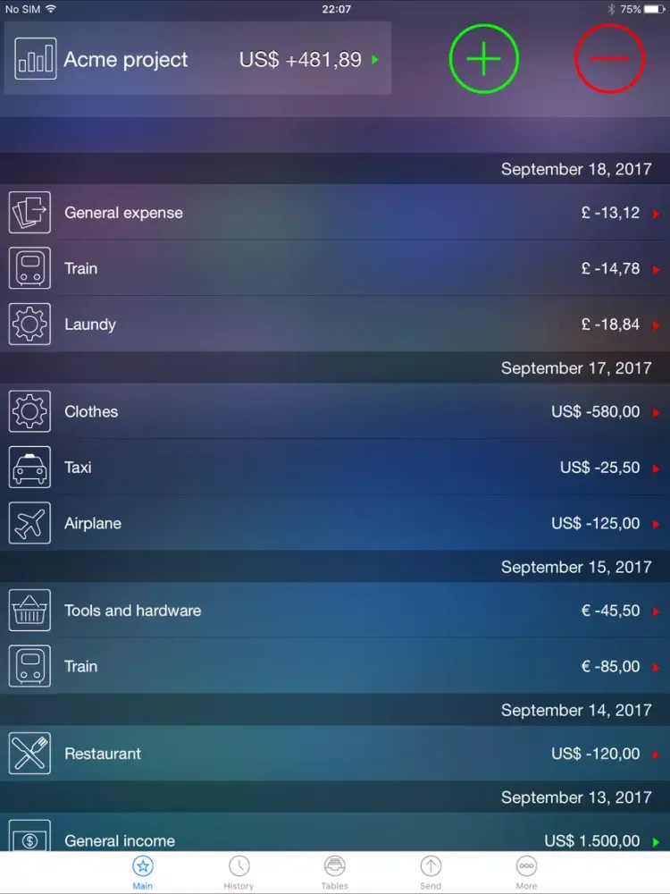 Live Expenses Gold iPad  سکرین شاٹس