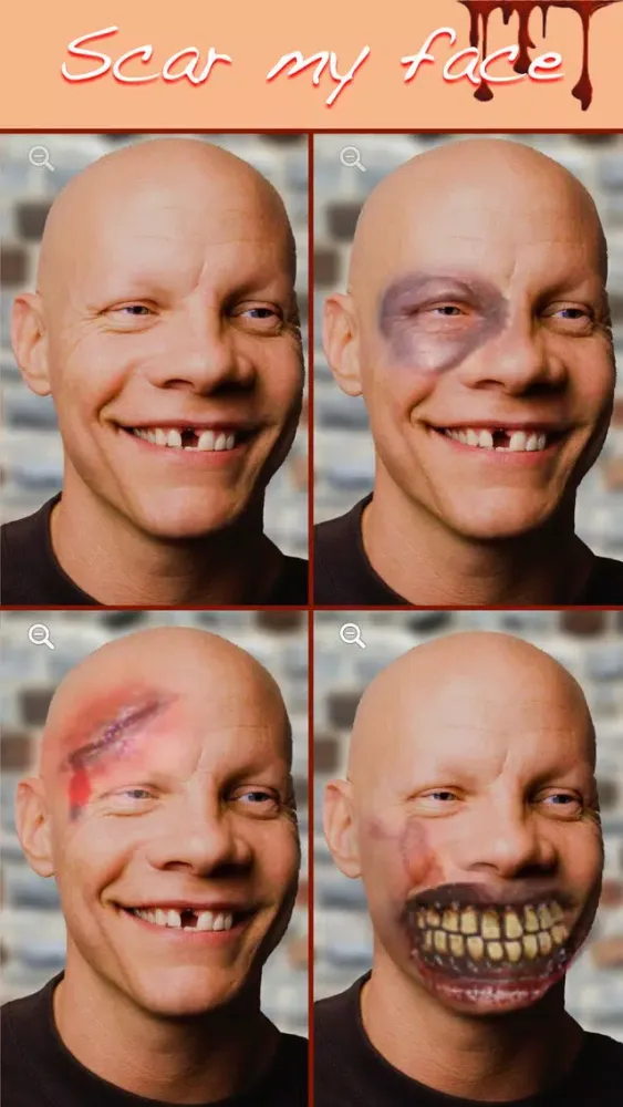 Scar My Face Photo Booth - Camera FX funny and crazy effects : injuries cuts bruises blod应用截图