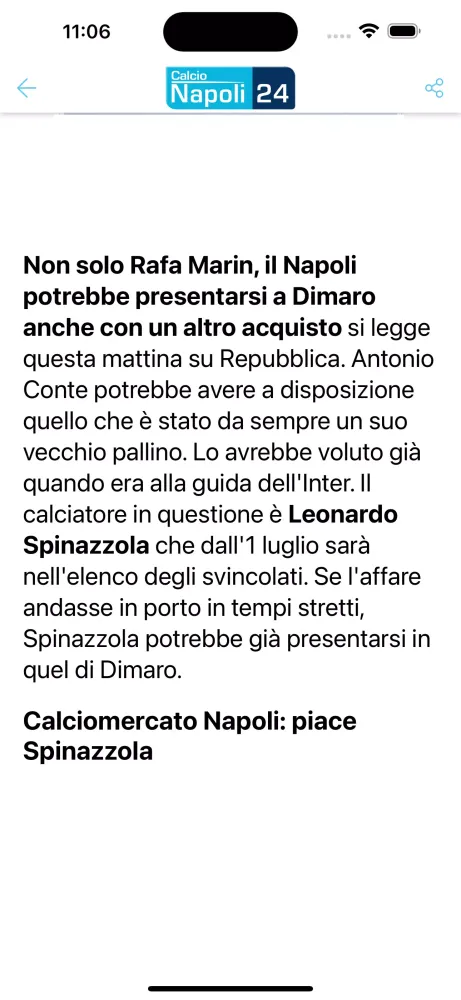 Screenshot di CalcioNapoli24