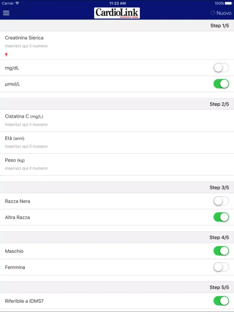 MyGFR - Calcolo del Filtrato Glomerulare iPad 應用截圖