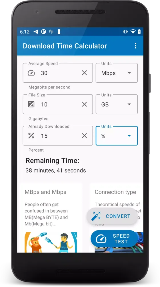 Download Time Calculator سکرین شاٹس