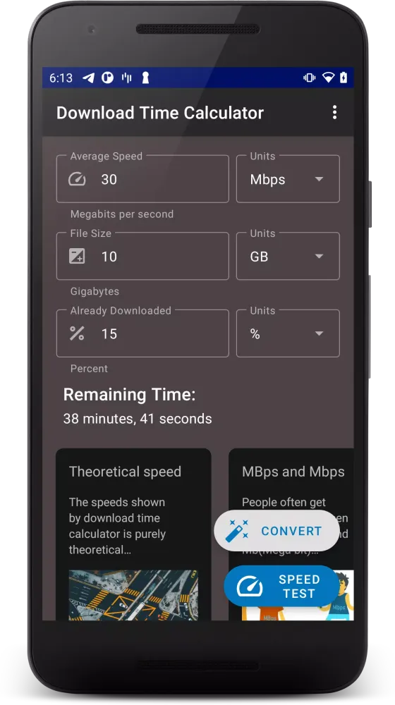 Download Time Calculator سکرین شاٹس