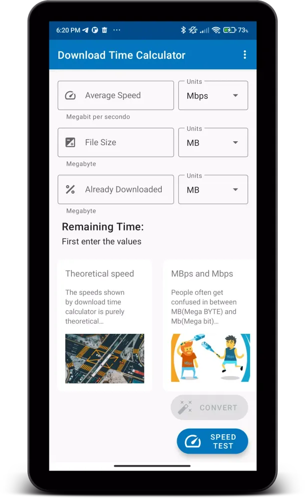 Download Time Calculator سکرین شاٹس