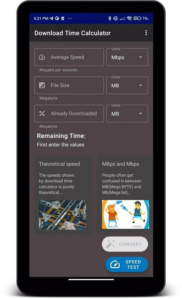 Download Time Calculator سکرین شاٹس