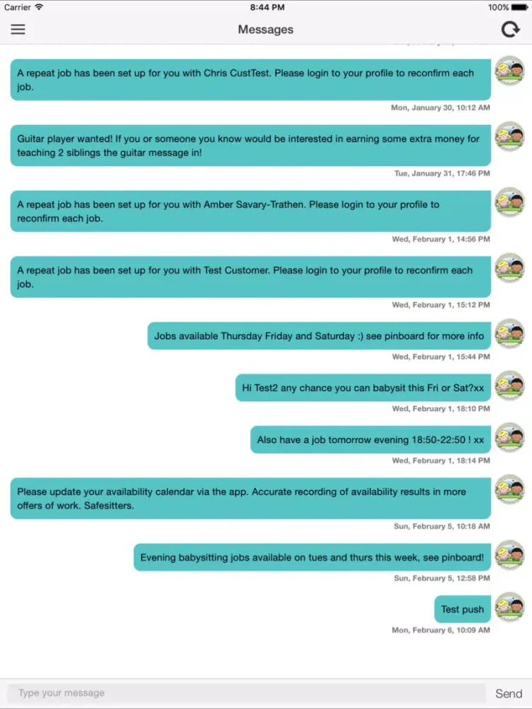 Tangkapan layar Safe Sitters Mobile iPad 