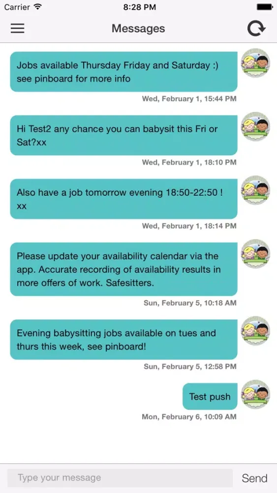 Tangkapan layar Safe Sitters Mobile