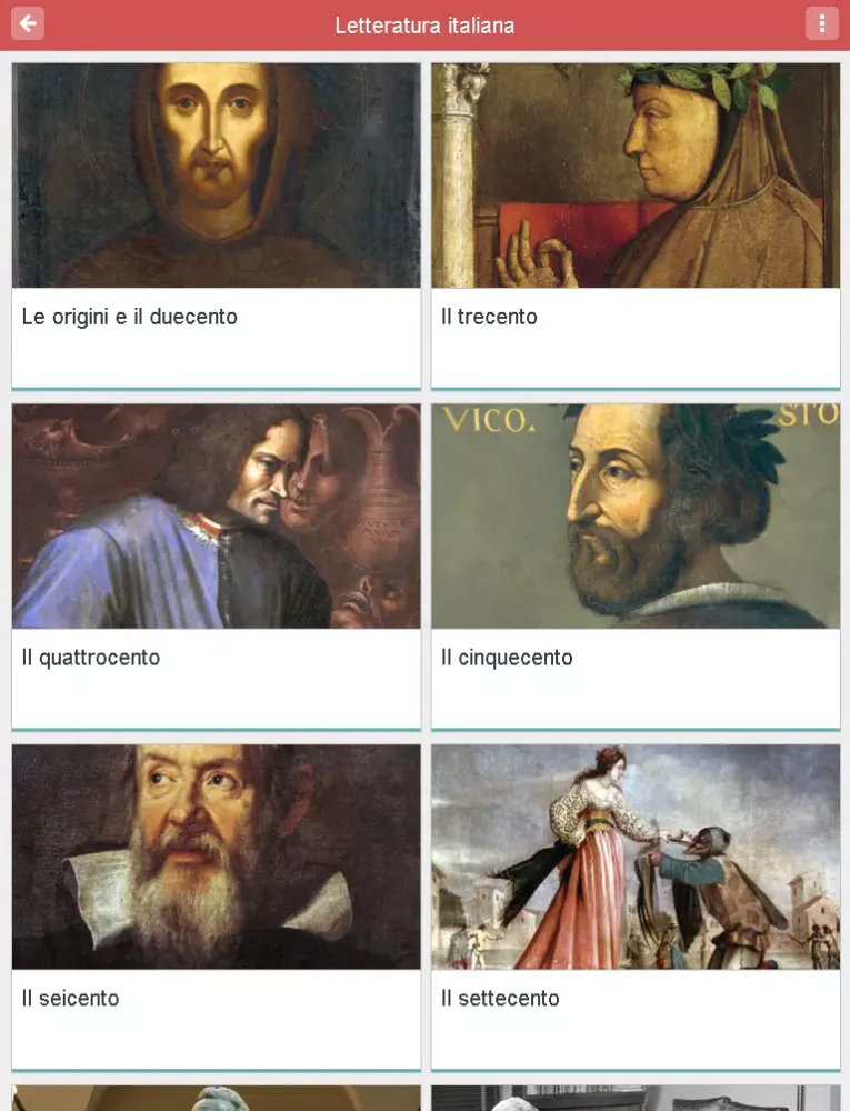 Tangkapan skrin SSF Letteratura italiana iPad 