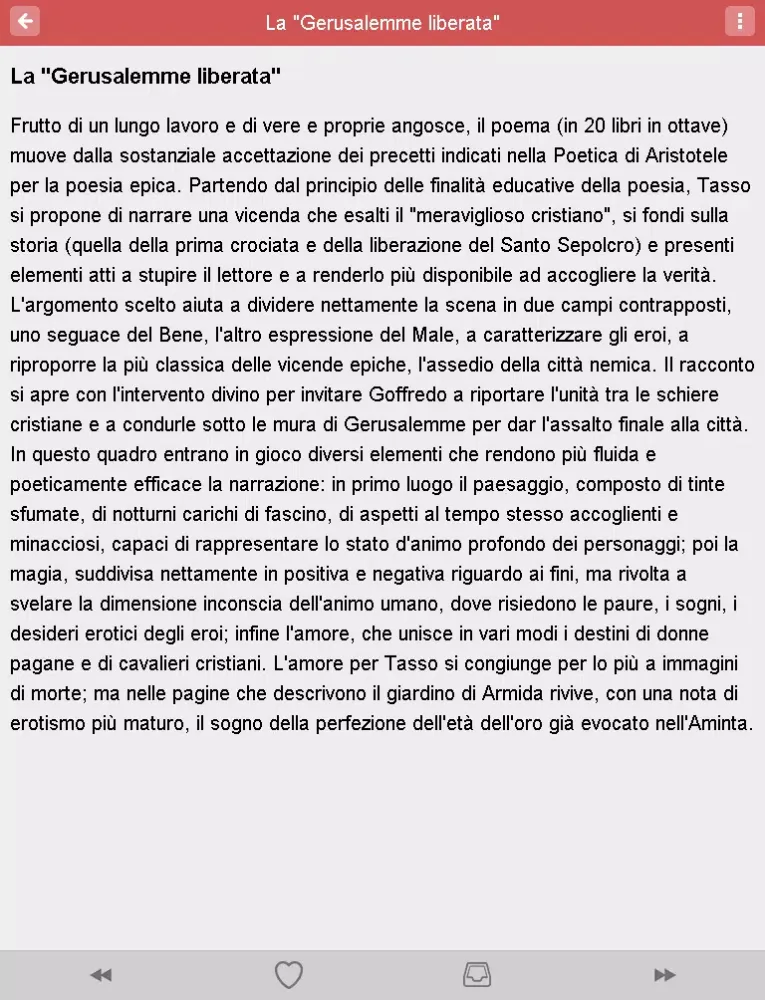 Tangkapan skrin SSF Letteratura italiana iPad 