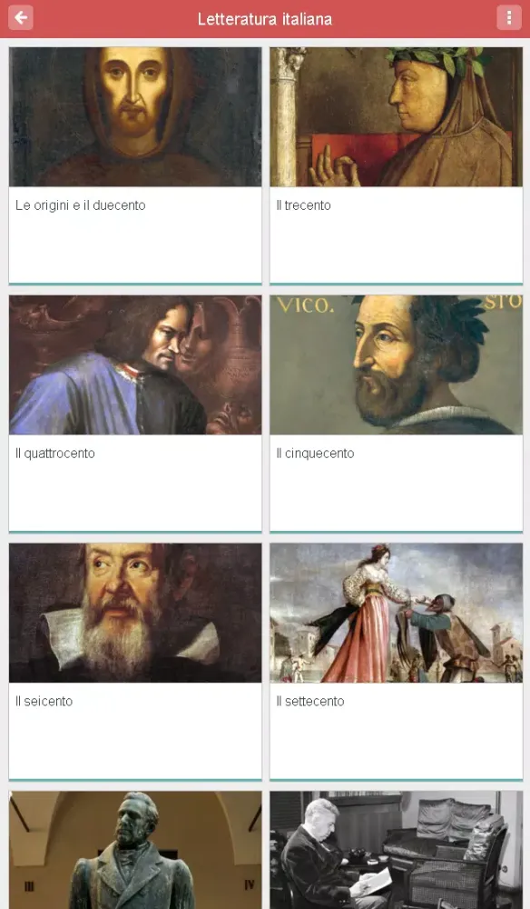 Tangkapan skrin SSF Letteratura italiana