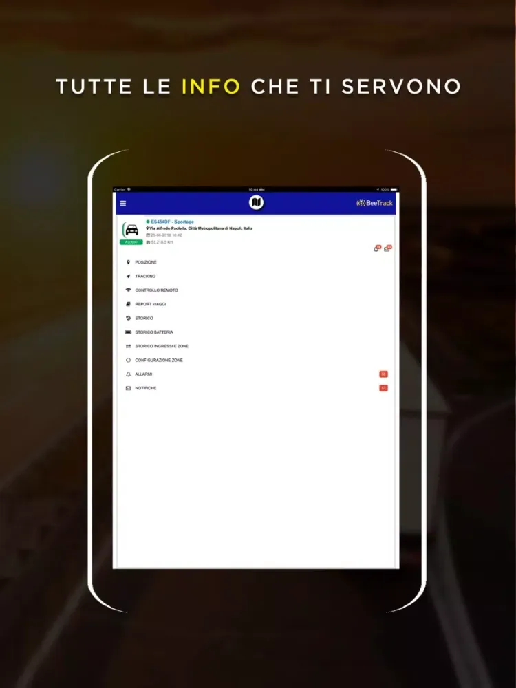 Tangkapan layar BeeTrack iPad 