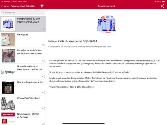 Capturas de tela do Bibliothèques du Cnam iPad 
