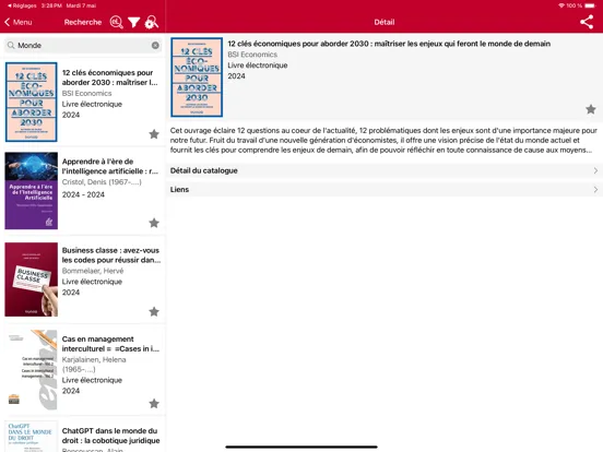 Capturas de tela do Bibliothèques du Cnam iPad 