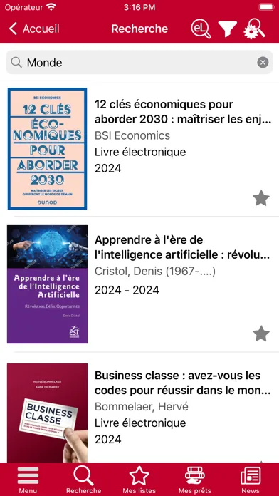 Capturas de tela do Bibliothèques du Cnam