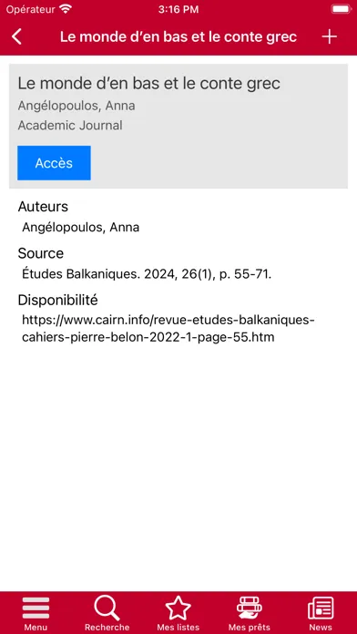 Capturas de tela do Bibliothèques du Cnam