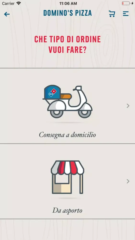 Ảnh chụp màn hình của Domino’s Pizza Italia