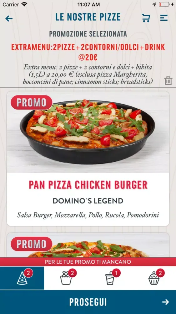 Ảnh chụp màn hình của Domino’s Pizza Italia
