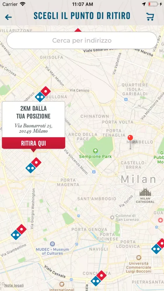 Ảnh chụp màn hình của Domino’s Pizza Italia
