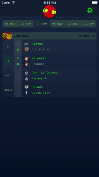 Tangkapan layar Live Results for Spanish Liga