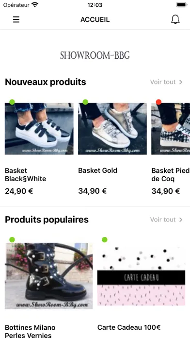 Captures d'écran de ShowRoom Bbg