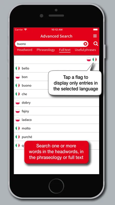 Tangkapan layar Hoepli Polish Dictionary