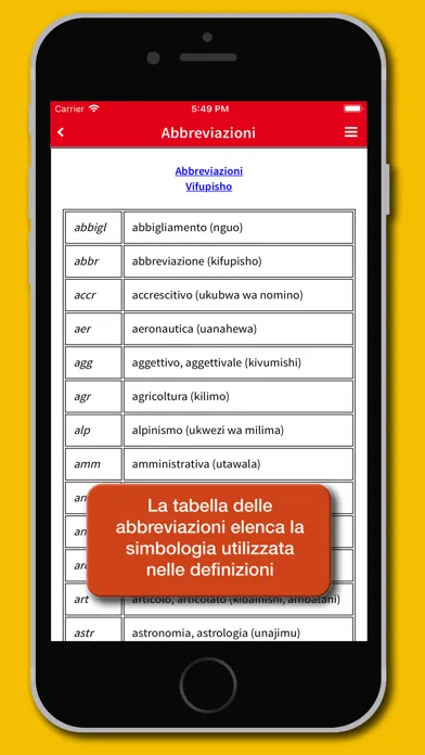 Swahili-Italian Dictionary Screenshots