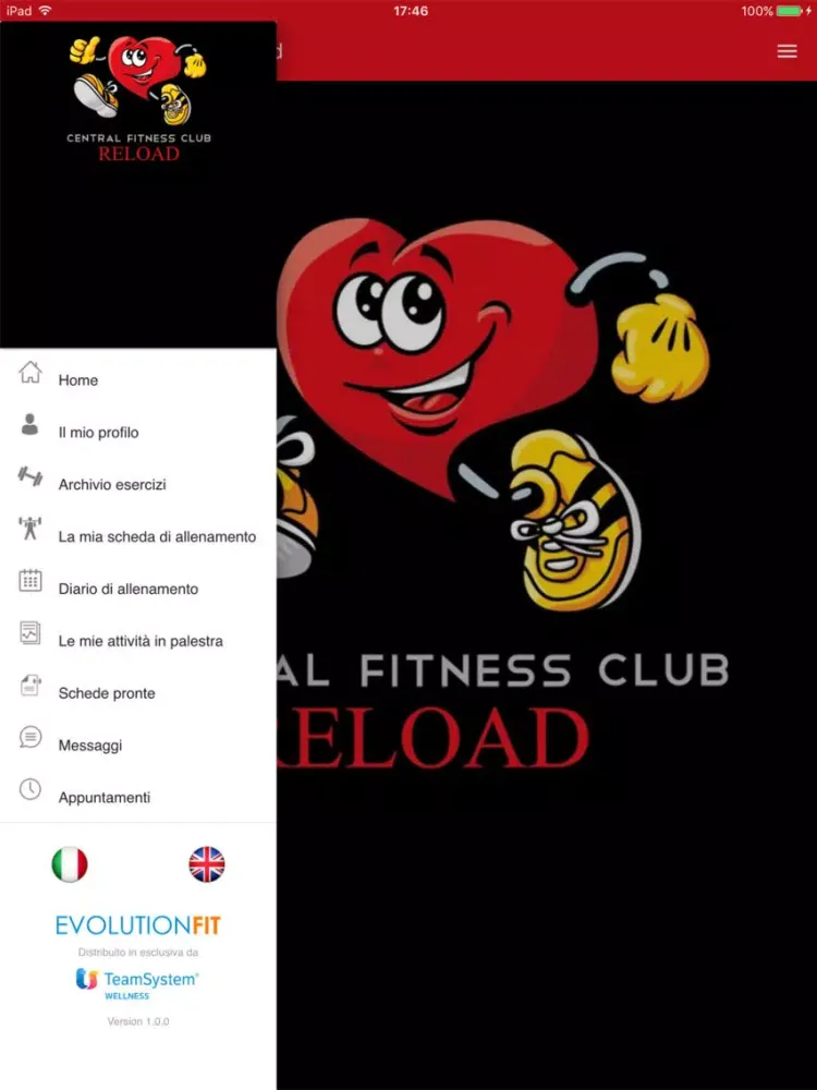 Ảnh chụp màn hình của Central Fitness Club Reload iPad 