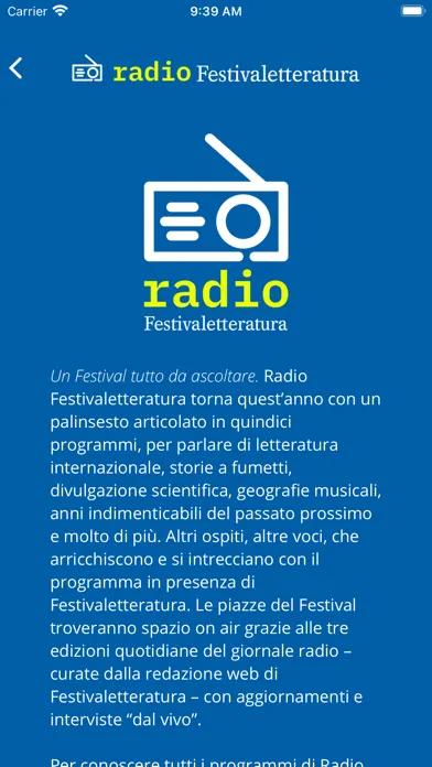 Screenshot di Radio Festivaletteratura