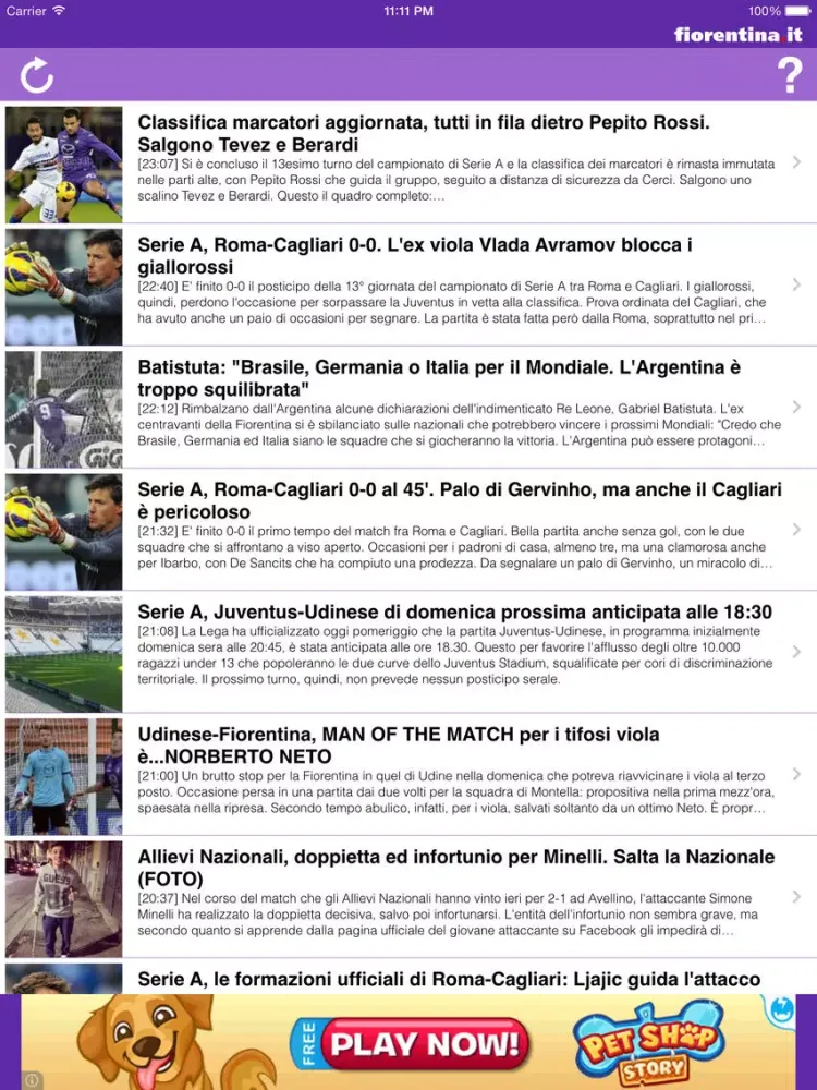 Captures d'écran de Fiorentina.it iPad 