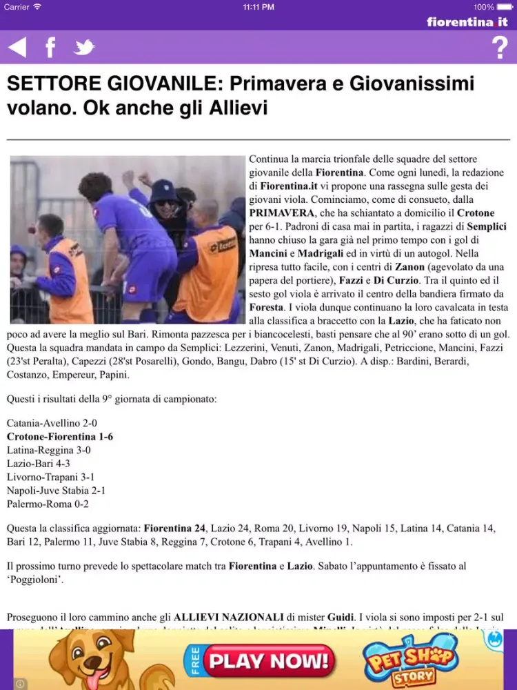 Captures d'écran de Fiorentina.it iPad 