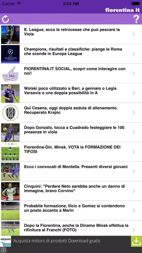 Captures d'écran de Fiorentina.it