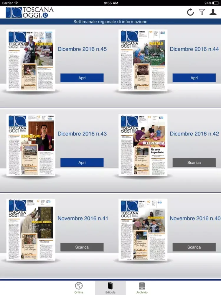 Zrzuty ekranu ToscanaOggi iPad 