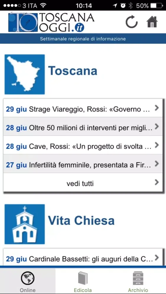 Zrzuty ekranu ToscanaOggi