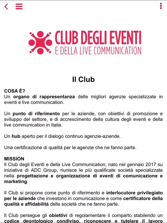 Screenshot di Club Eventi iPad 