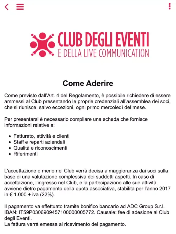 Screenshot di Club Eventi iPad 