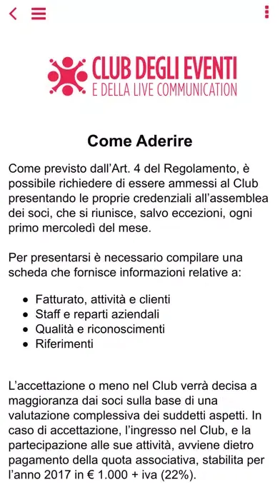 Screenshot di Club Eventi
