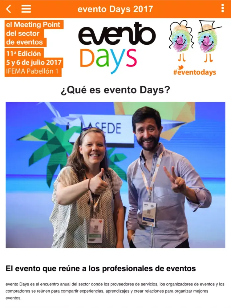 Screenshot di evento Days 2017 iPad 
