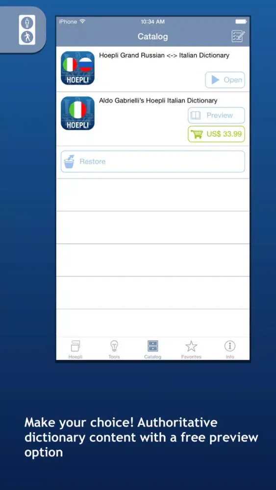 Ảnh chụp màn hình của Italian Dictionaries from Hoepli Publishing House