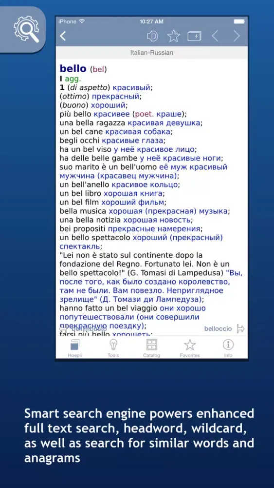 Ảnh chụp màn hình của Italian Dictionaries from Hoepli Publishing House