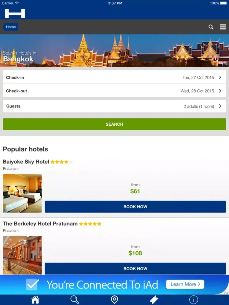 Bangkok Hotels + Compare and Booking Hotel for Tonight with map and travel tour iPad  スクリーンショット